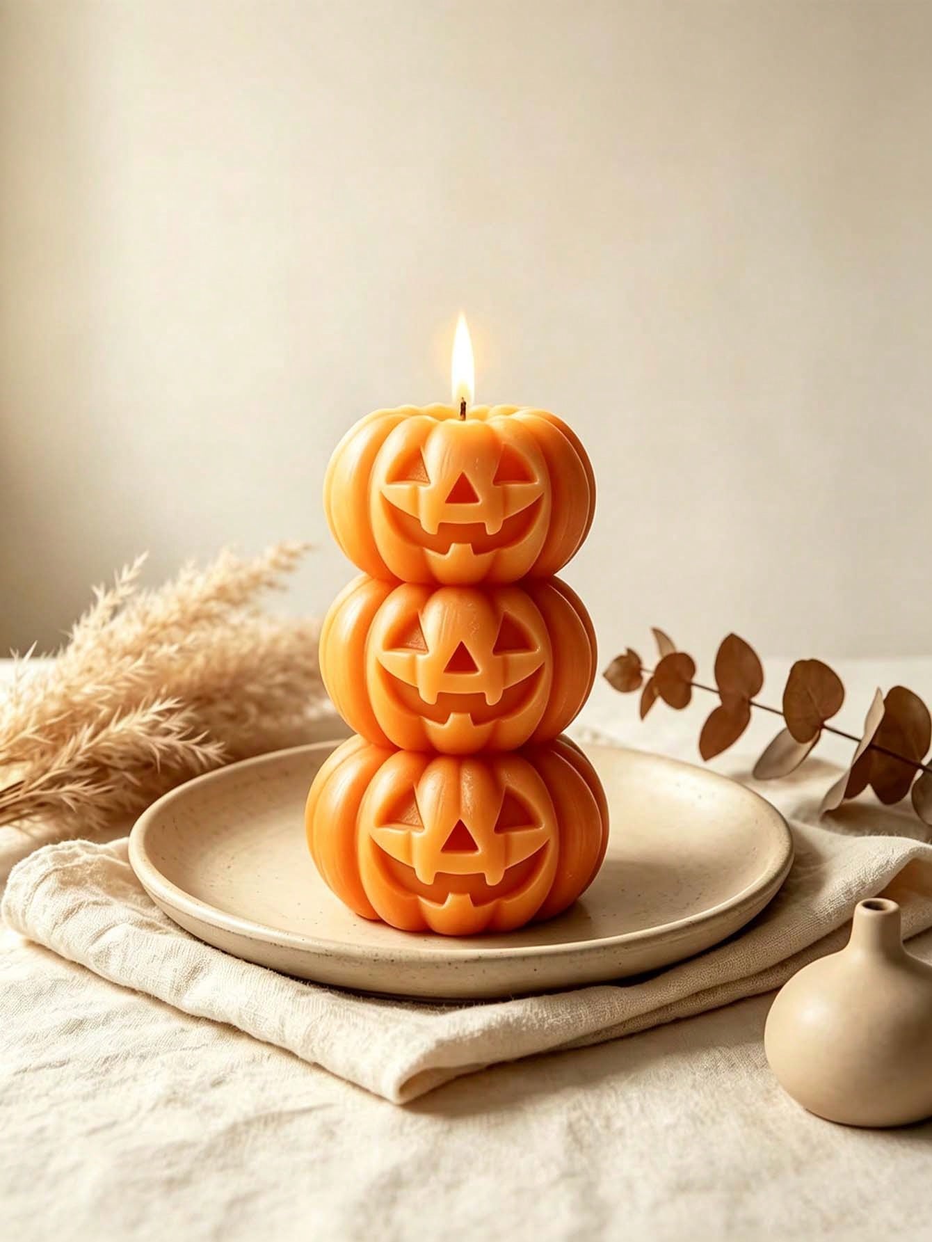 Home Fragrance Gift - 1pc Halloween 3-Layer Pumpkin Shaped Candle,