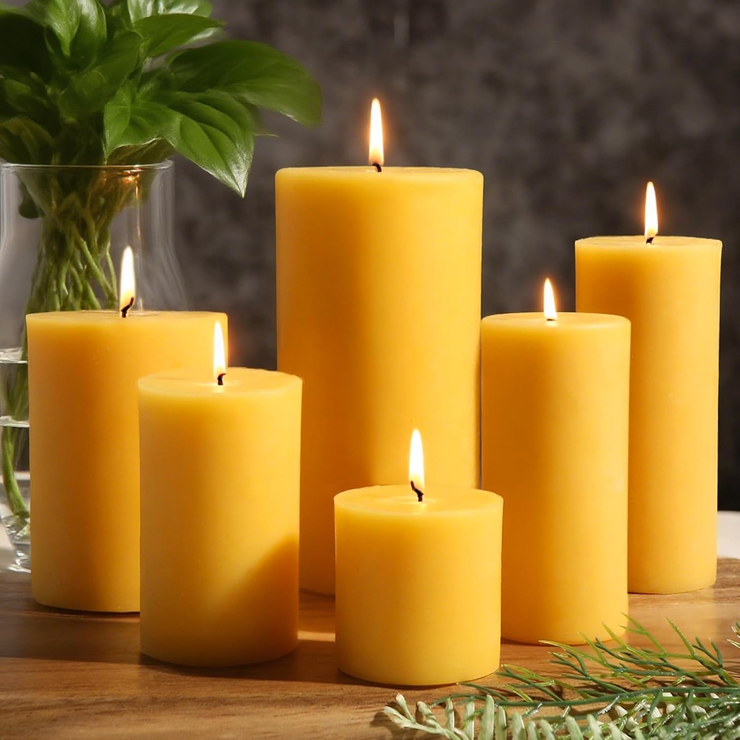 Beeswax Candles Set of 6, Non  - Home Fragrance Non Toxic 评论和价格