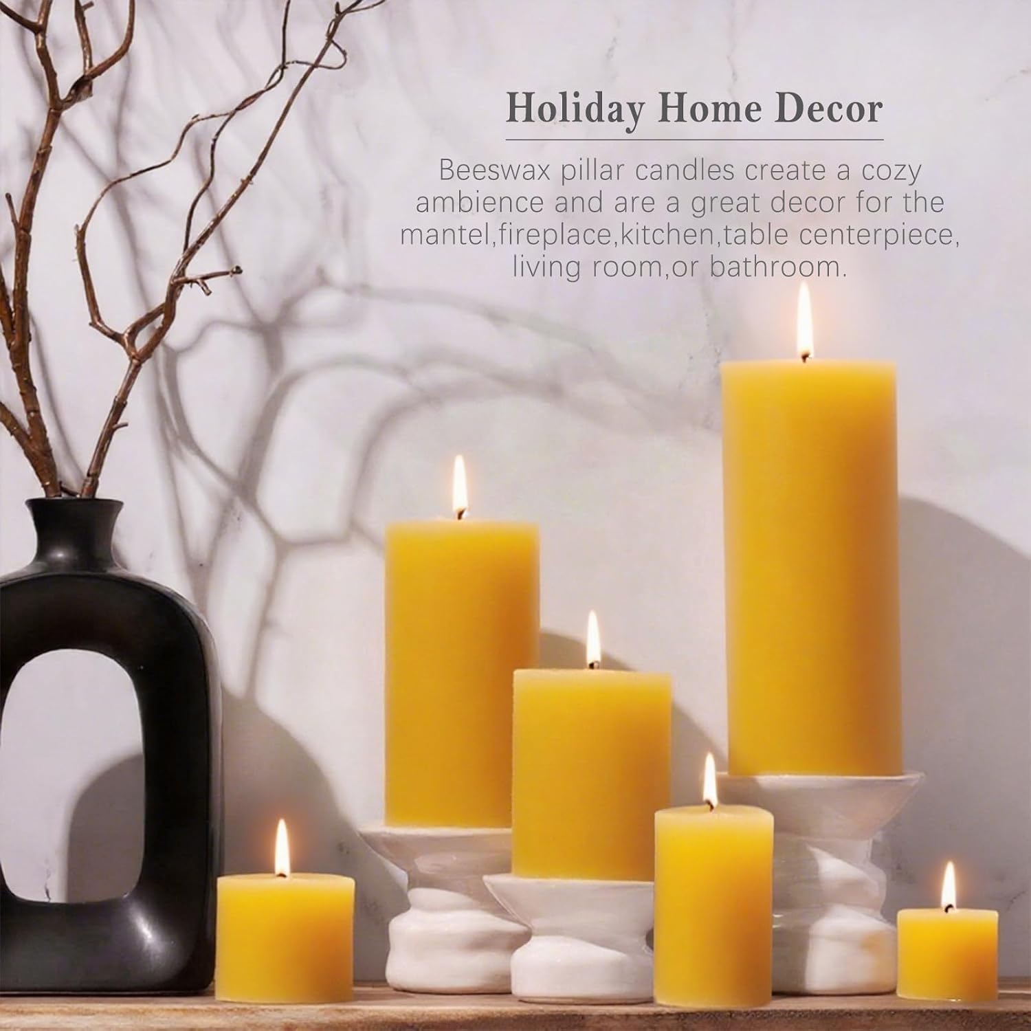 Beeswax Candles Set of 6, Non  - Home Fragrance Non Toxic 评论和价格
